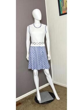 1960's Polka Dot Dress + Jacket by Melissa Lane S-M MOD Blue + White 2 Piece Set